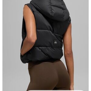 ALO Yoga Black Quilted Hooded Vest